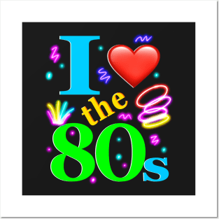 The top 10 best 1980s night retro vintage Bright colors eighties party I love the 80s clothing for women and men Posters and Art